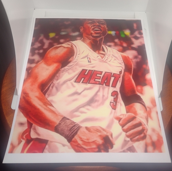 NEW!🤩MIAMI HEAT🔥DWYANE WADE REPRINT BASKETBALL GLOSSY 8.5x11 COLOR ART POSTER - Picture 8 of 8